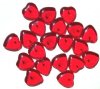 20 16x6mm Transparent Red Glass Heart Pendant Beads